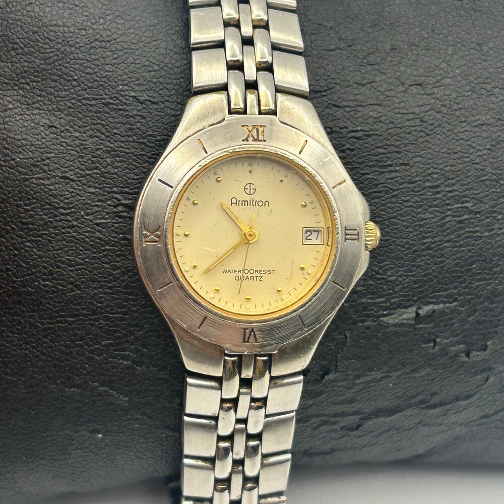 Vintage Armitron Silver Stainless Steel Women’s StretchQuartz Watch New Battery